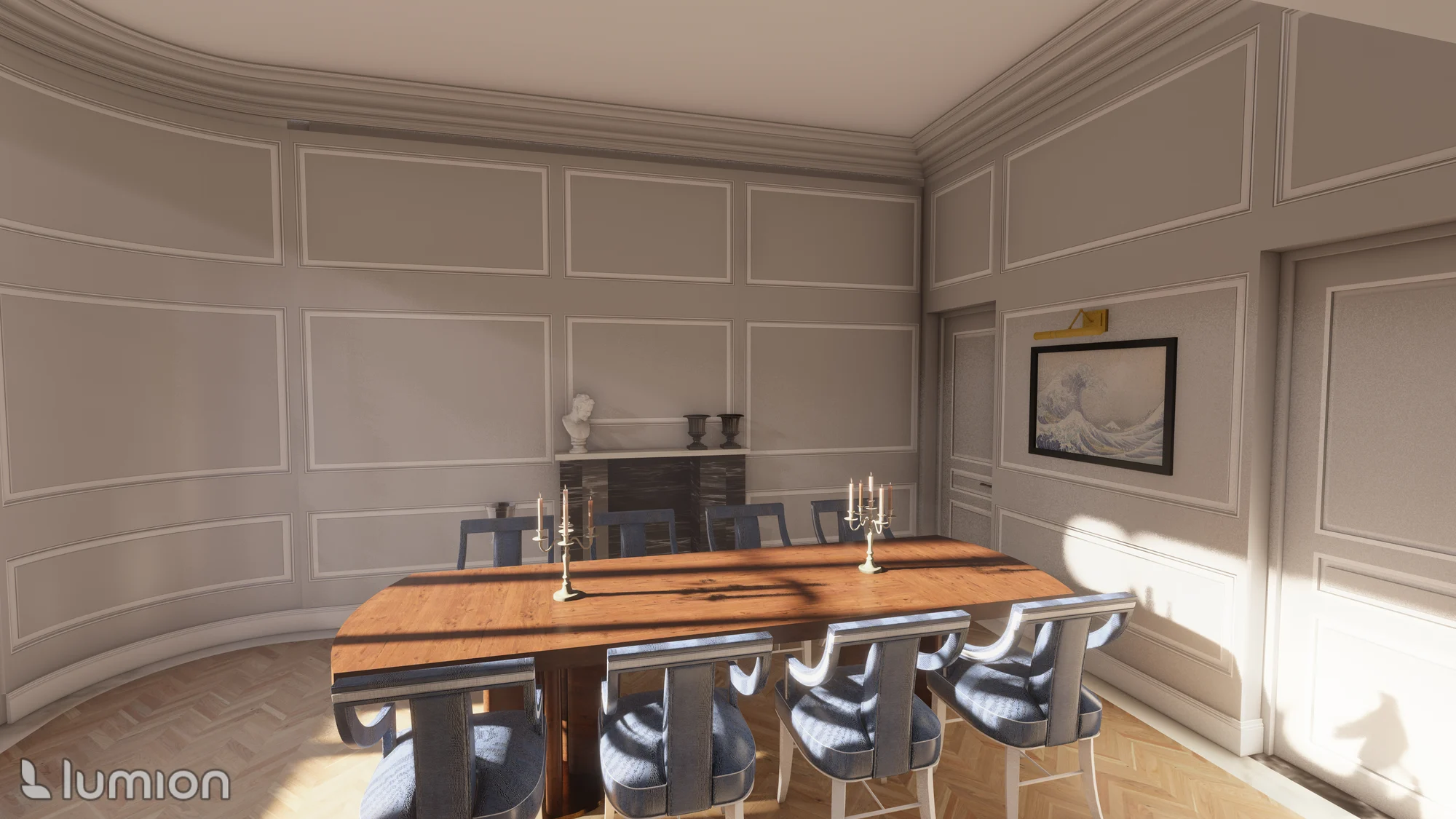 Appartement haussmannien — Table et boiseries murales