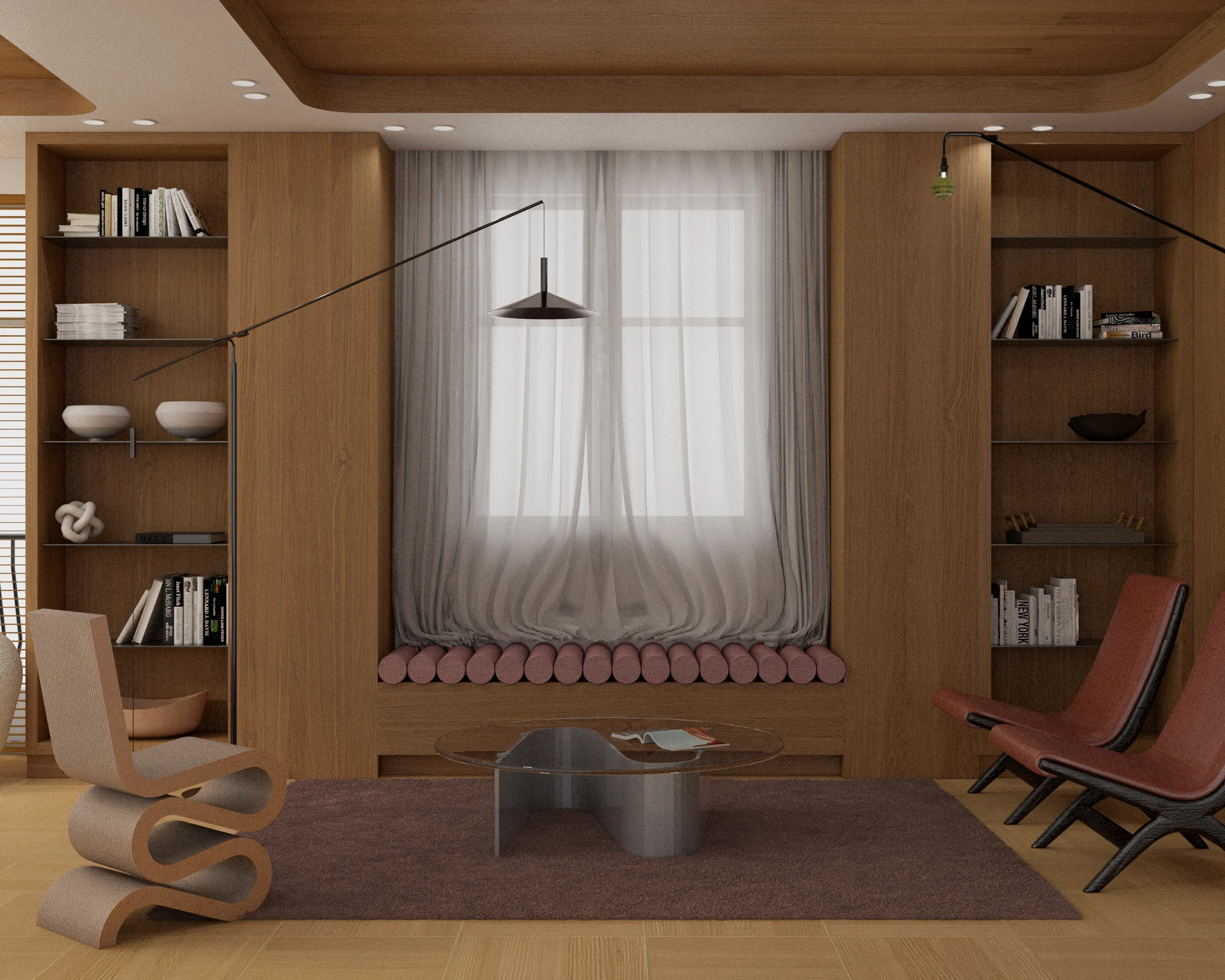 Triplex — Salon et bibliothèque sur mesure