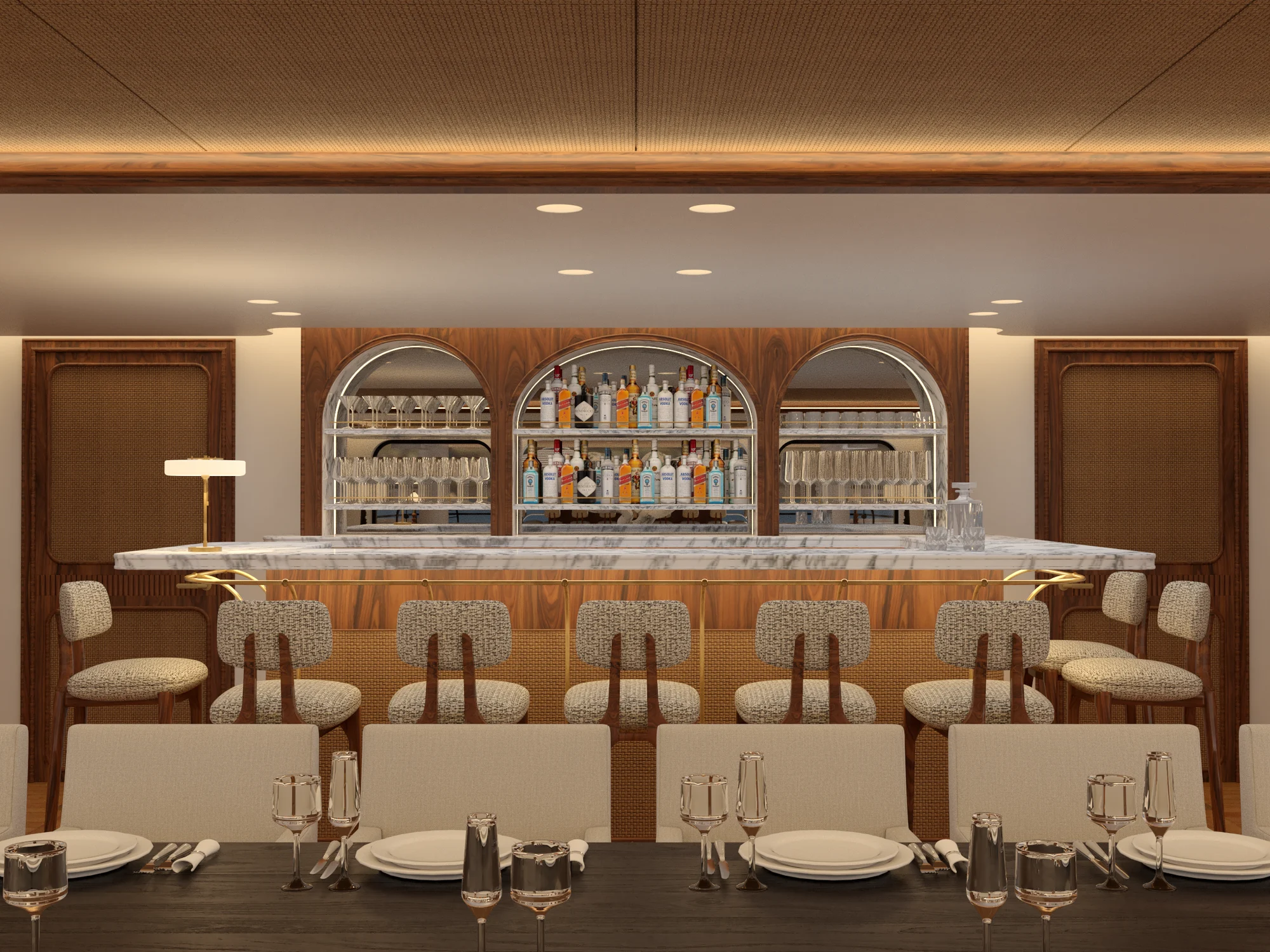 Yacht 80 m — Bar du salon